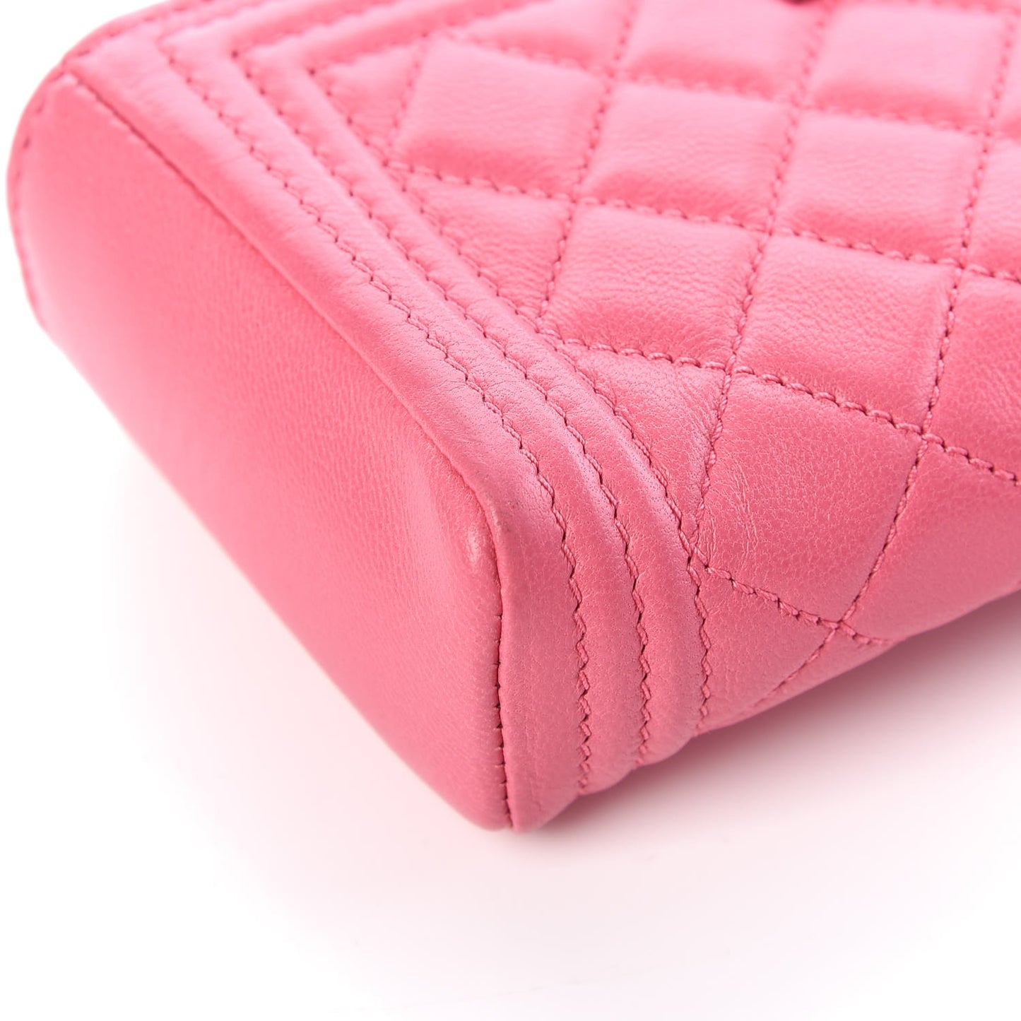 Lambskin Quilted Mini Boy Phone Holder Clutch Pink