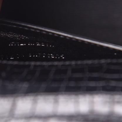 Saint Laurent Calfskin Crocodile Embossed Medium Classic Monogram Kate Tassel Satchel Black 7 of 10