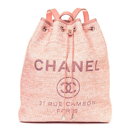 Chanel Canvas Large Deauville Backpack Pink 1 of 12