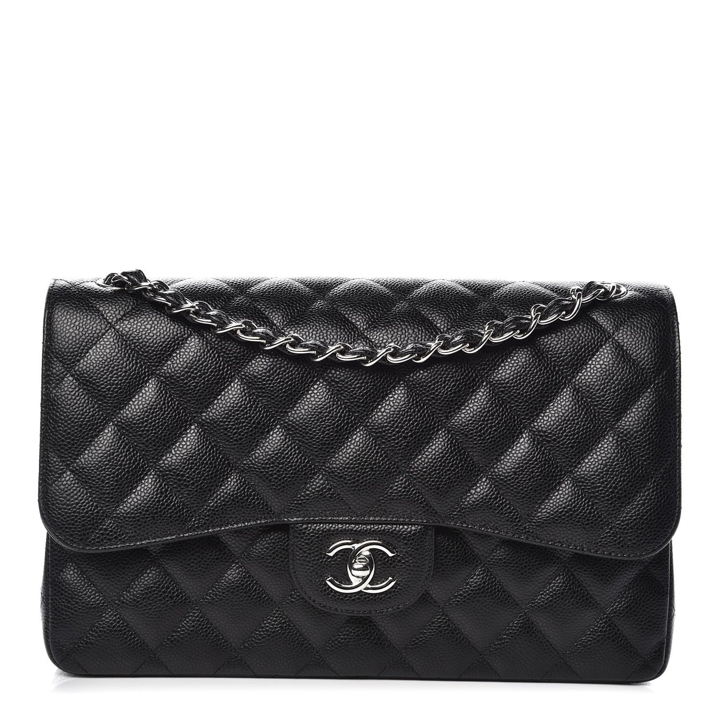 Caviar Quilted Jumbo Double Flap Black