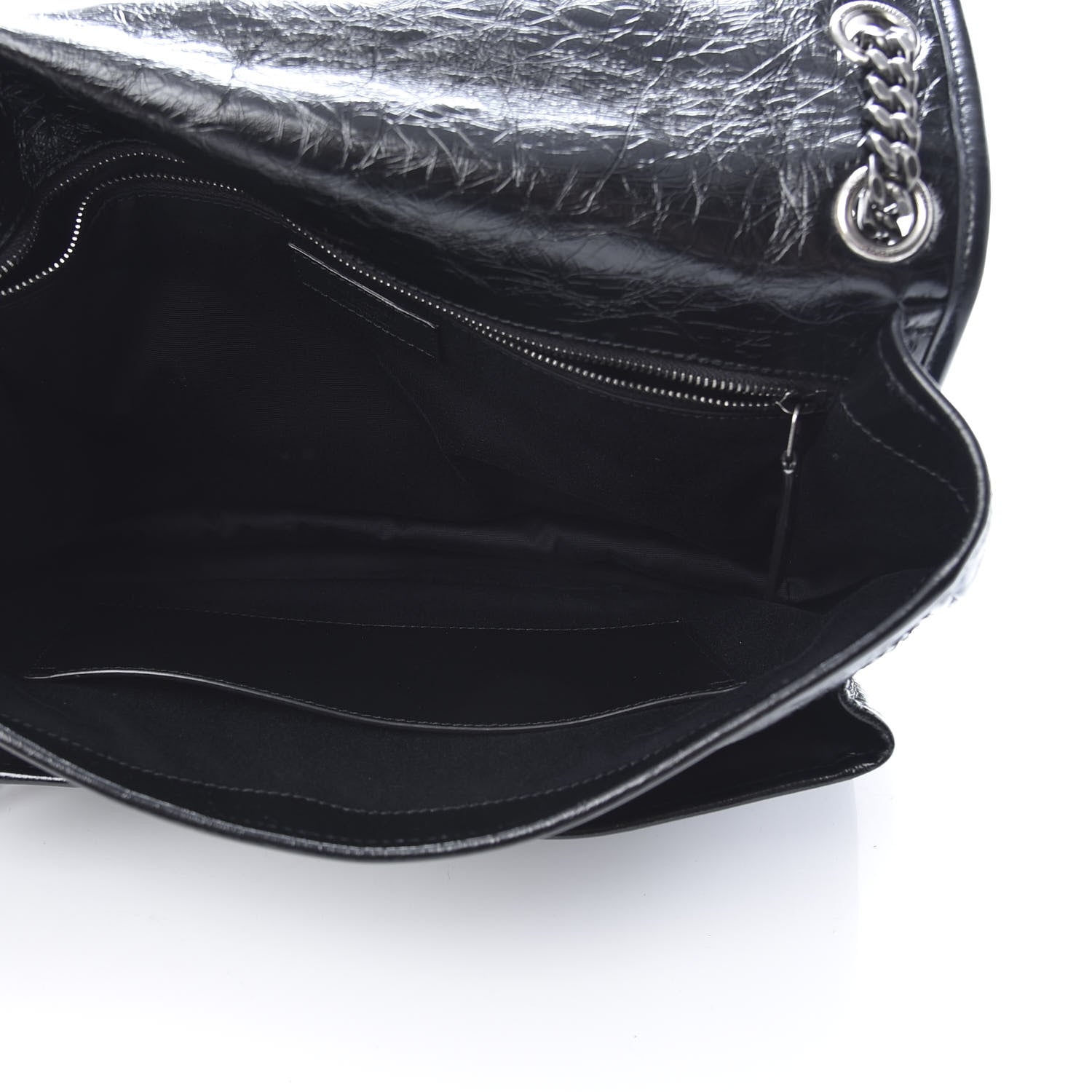 Saint Laurent Crinkled Calfskin Matelasse Monogram Large Niki Chain Satchel Black 5 of 10