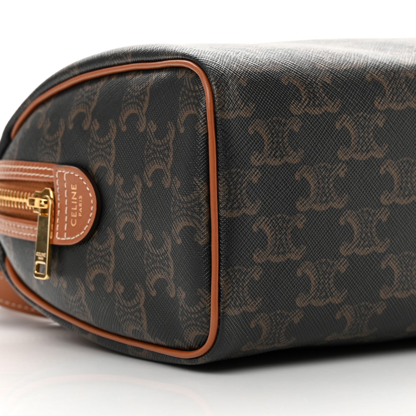 Triomphe Canvas Calfskin Small Boston Bag Tan