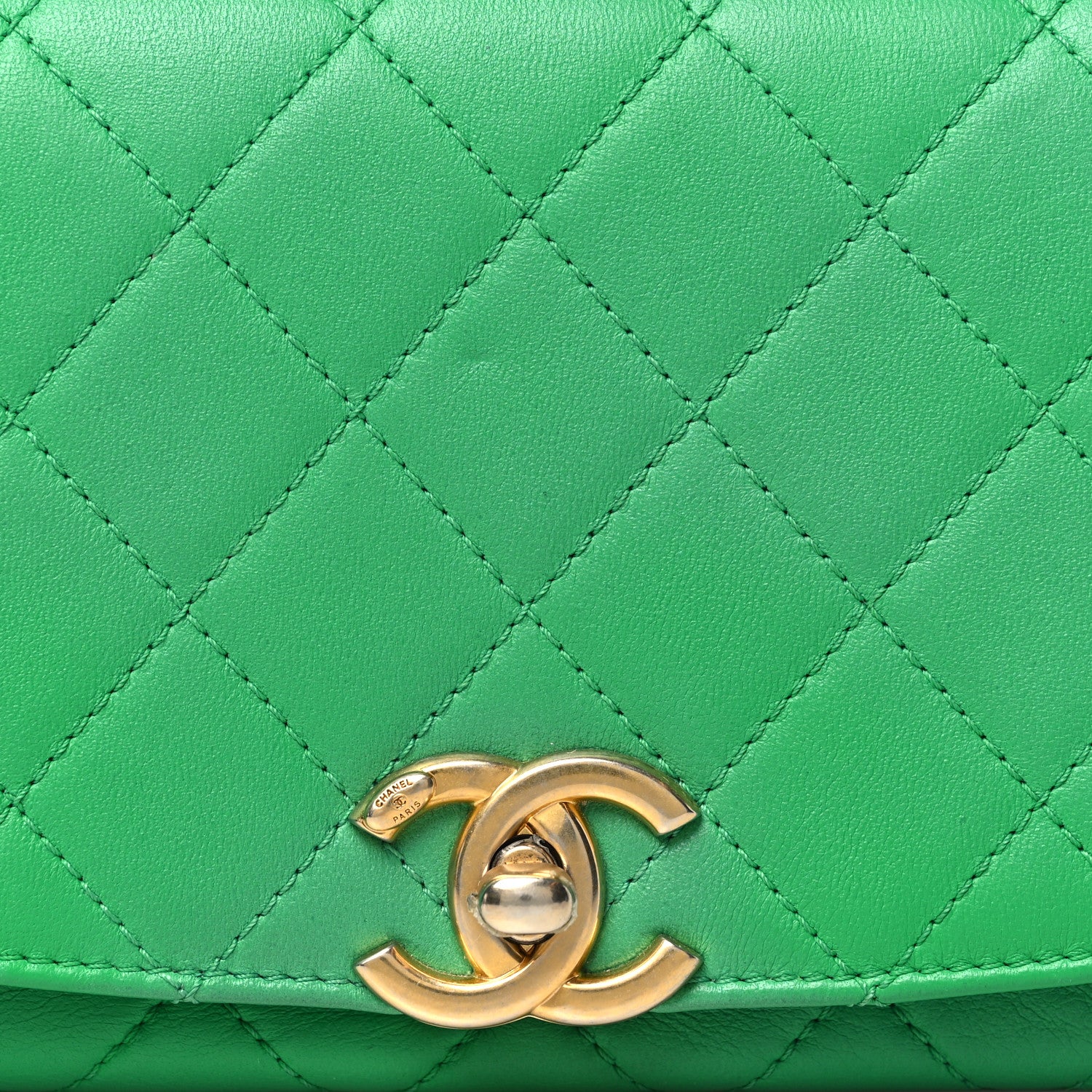Chanel Lambskin Quilted La Parisienne Top Handle Flap Green 8 of 10