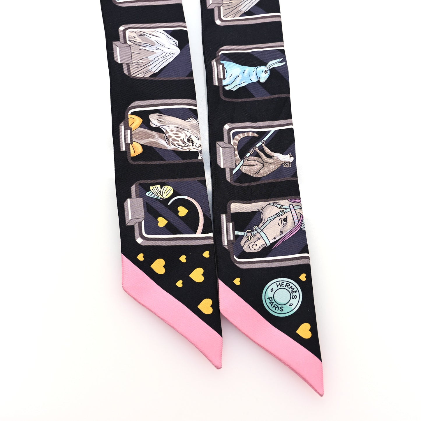 Silk Story Twilly Black Rose Gris