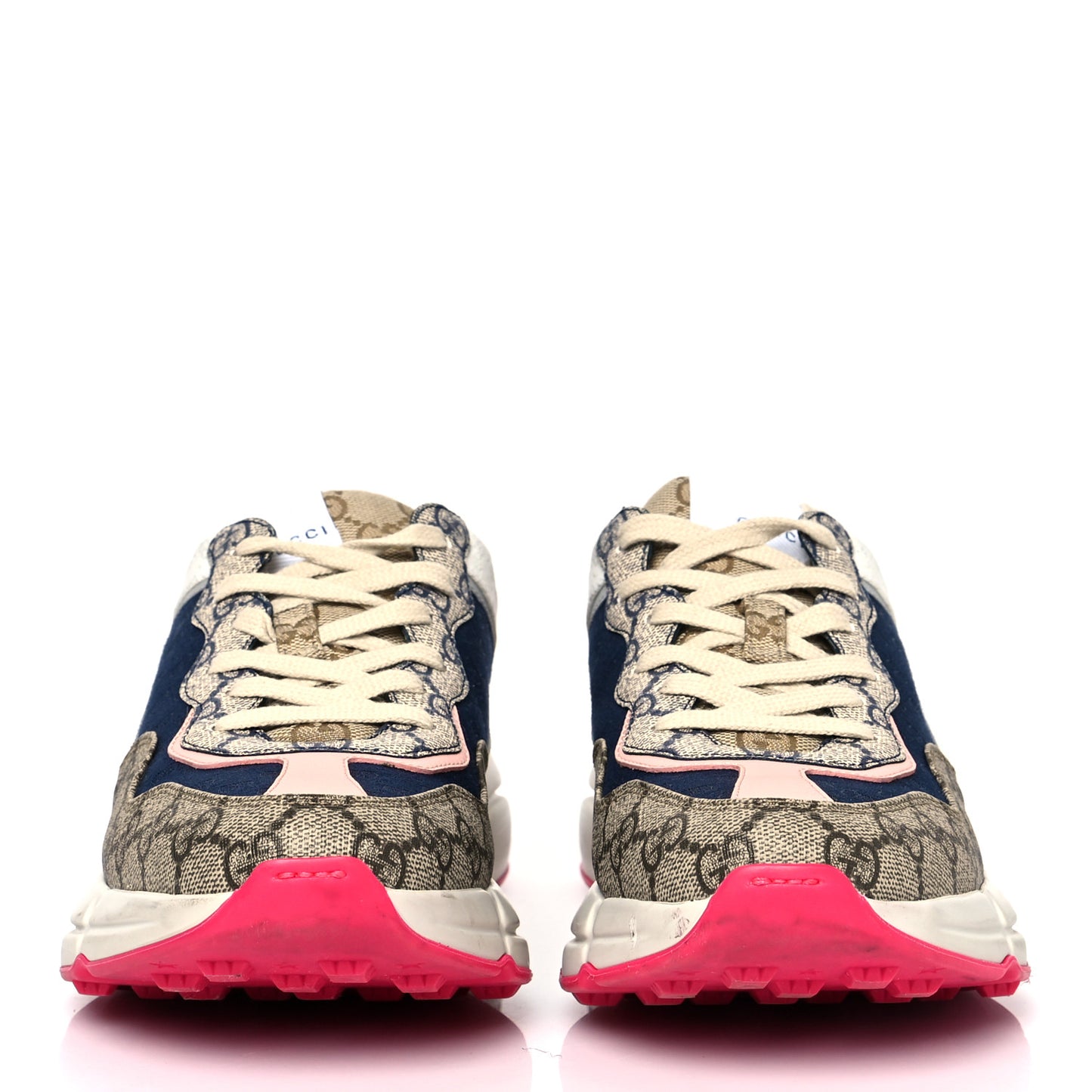 GG Supreme Monogram Mix Monogram Womens Rhyton Sneakers 40 London Blue Beige Pale Pink