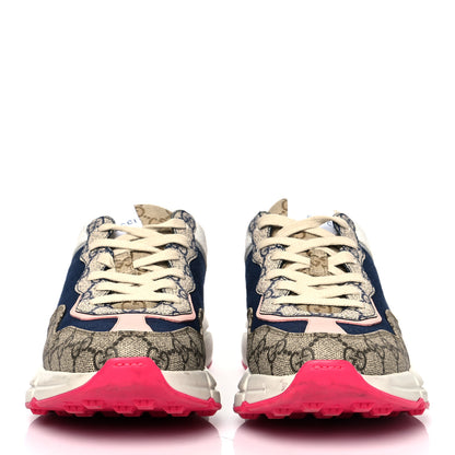 Gucci GG Supreme Monogram Mix Monogram Womens Rhyton Sneakers 40 London Blue Beige Pale Pink 2 of 12