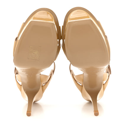 Saint Laurent Patent Tribute 75 Platform Sandals 39.5 Nude Powder 5 of 15