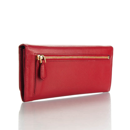 Prada Saffiano Metal Continental Flap Wallet Rubino 3 of 8