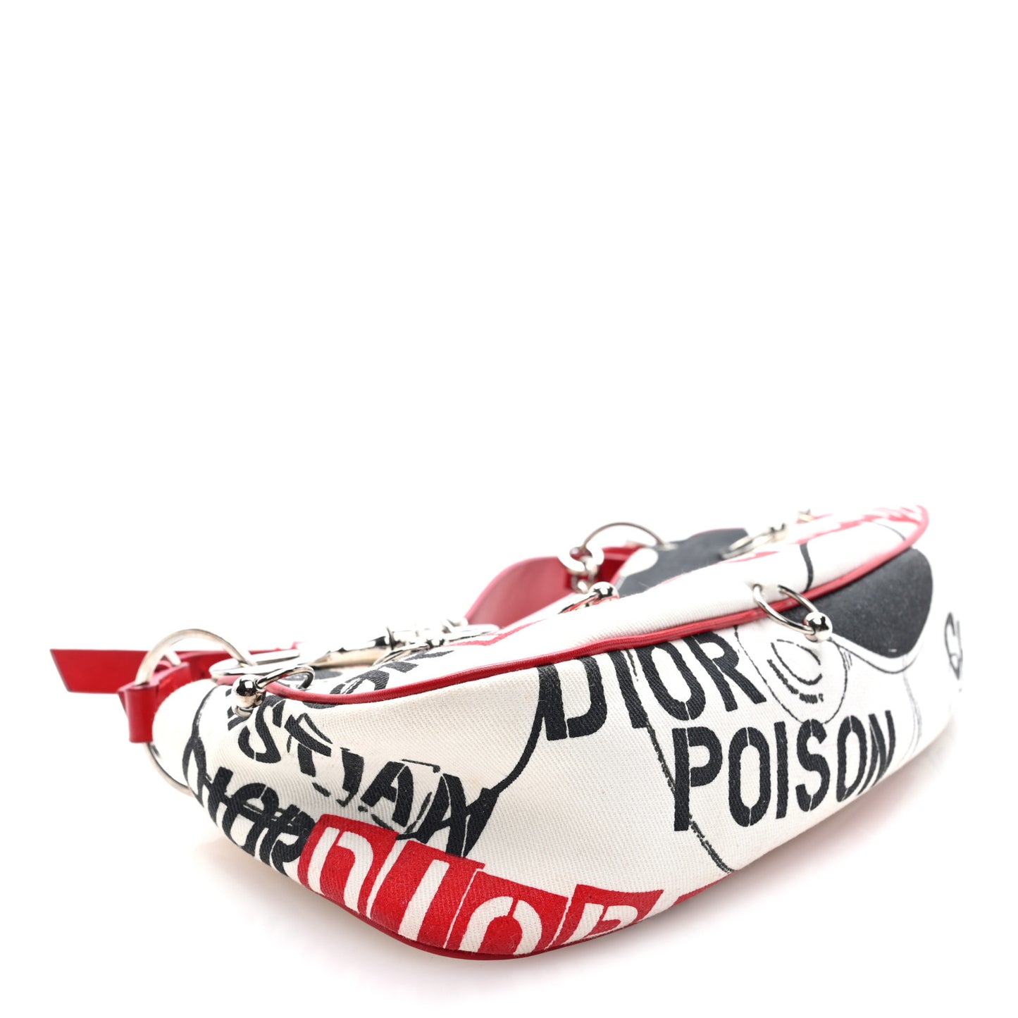 Canvas Hardcore Pierced Shoulder Bag Black Red White