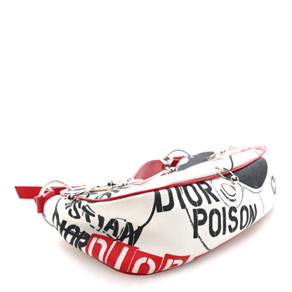Christian Dior Canvas Hardcore Pierced Shoulder Bag Black Red White 3 of 9