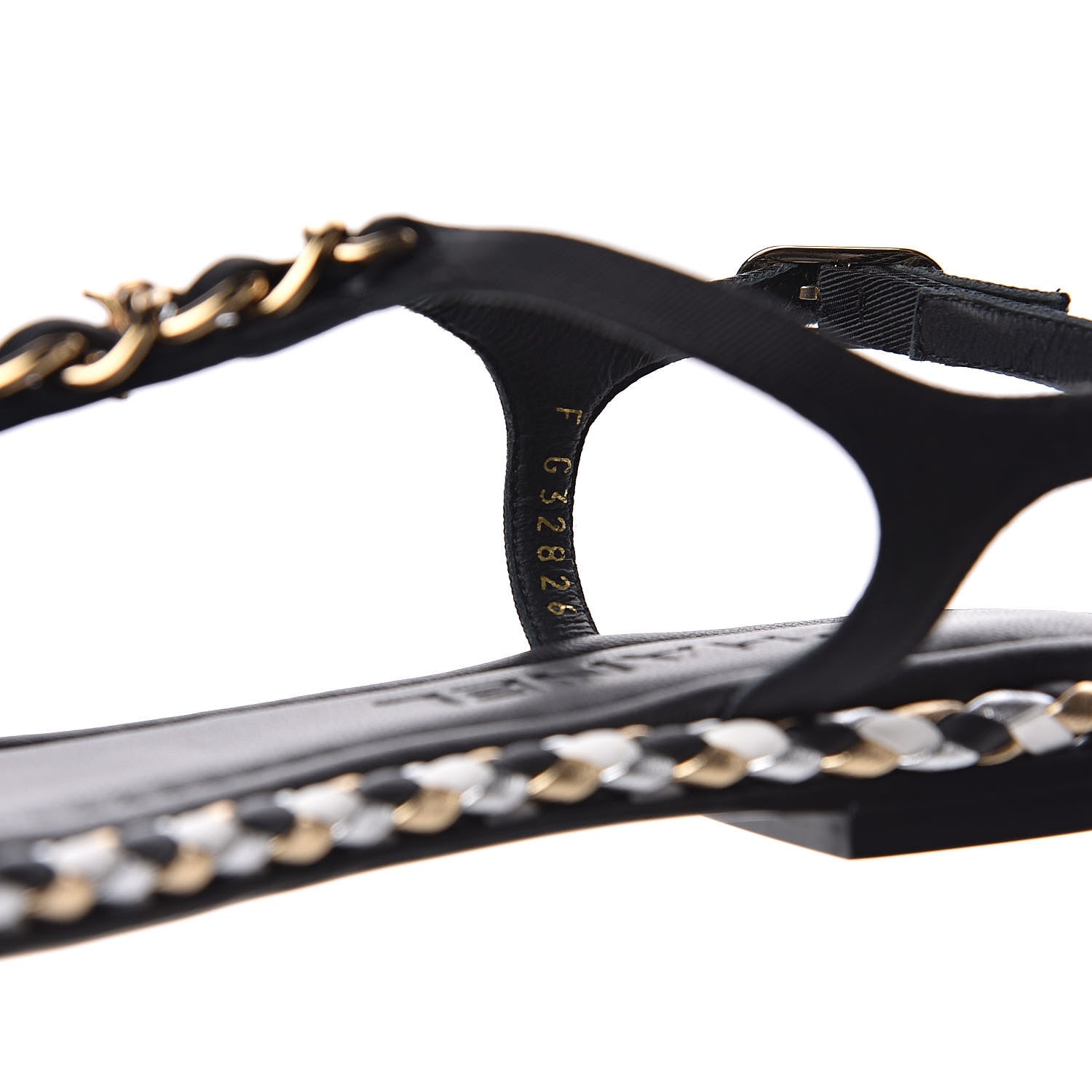 Chanel Grosgrain Chain Thong Sandals 35 Black 7 of 9