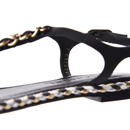 Chanel Grosgrain Chain Thong Sandals 35 Black 7 of 9