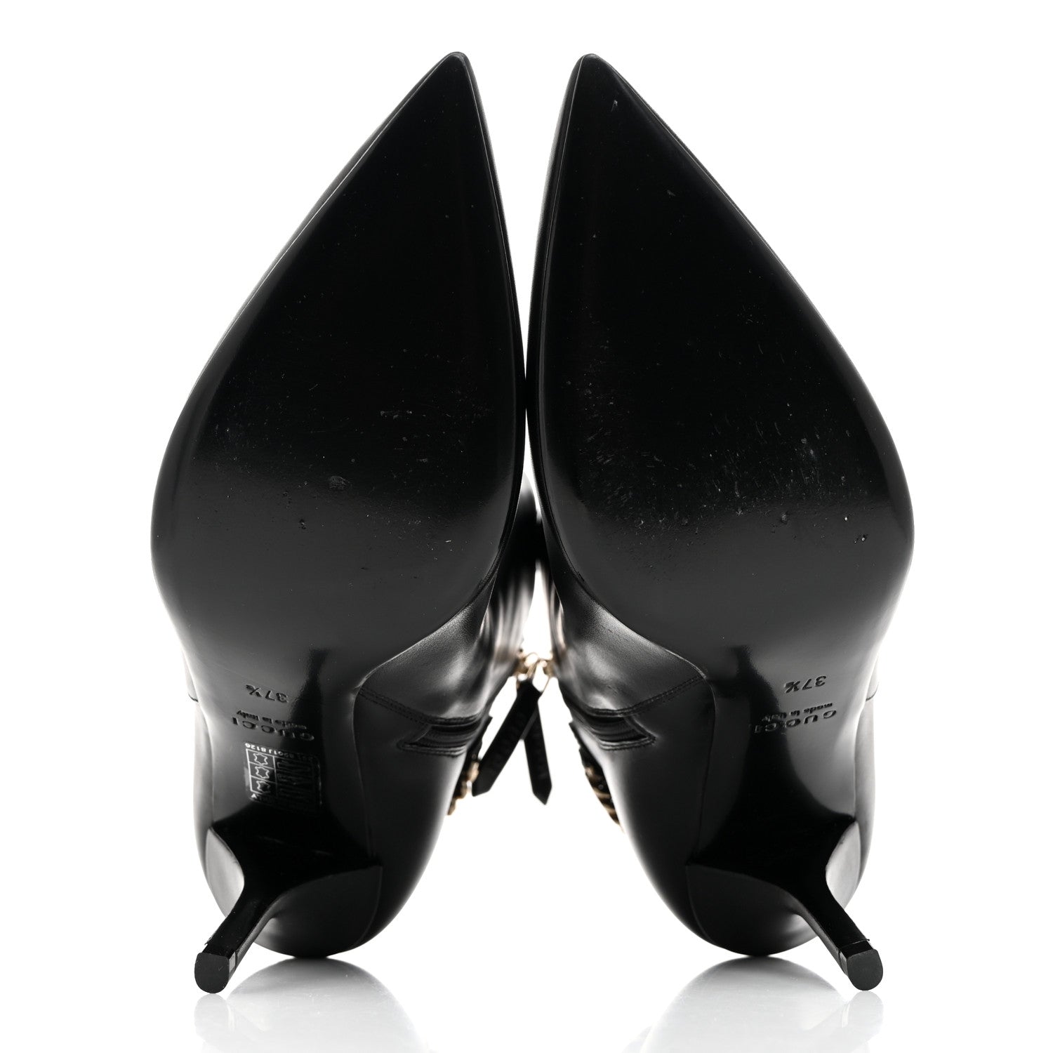 Gucci Calfskin Signoria Ankle Boots 37.5 Black 5 of 9