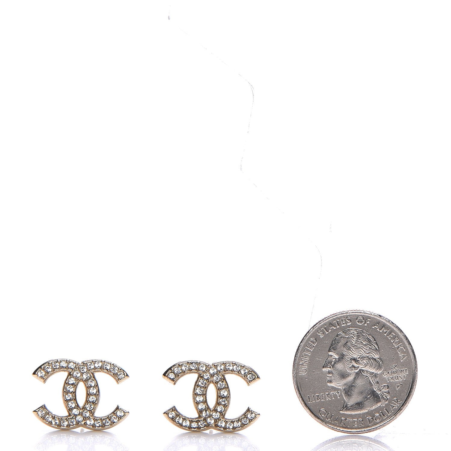 Chanel Crystal CC Earrings Gold 2 of 10