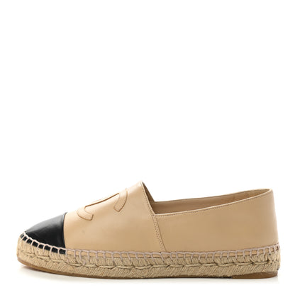Chanel Lambskin CC Espadrilles 39 Beige Black 1 of 10