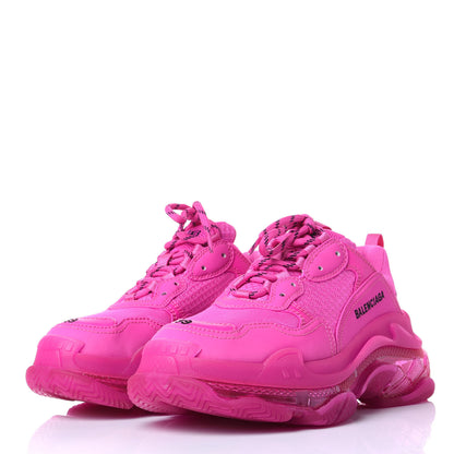 Balenciaga Fabric Mesh Clear Sole Fluo Womens Triple S Sneakers 39 Pink 3 of 8