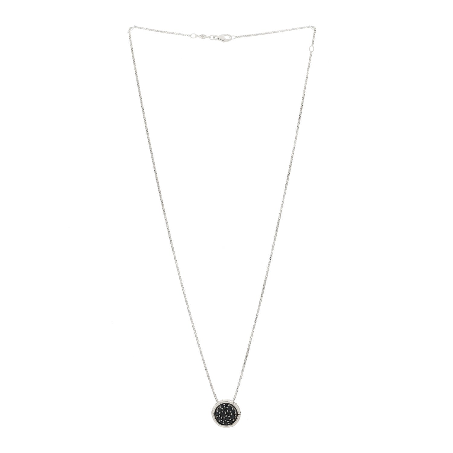 John Hardy Sterling Silver Black Sapphire Small Bamboo Round Pendant Necklace 3 of 5