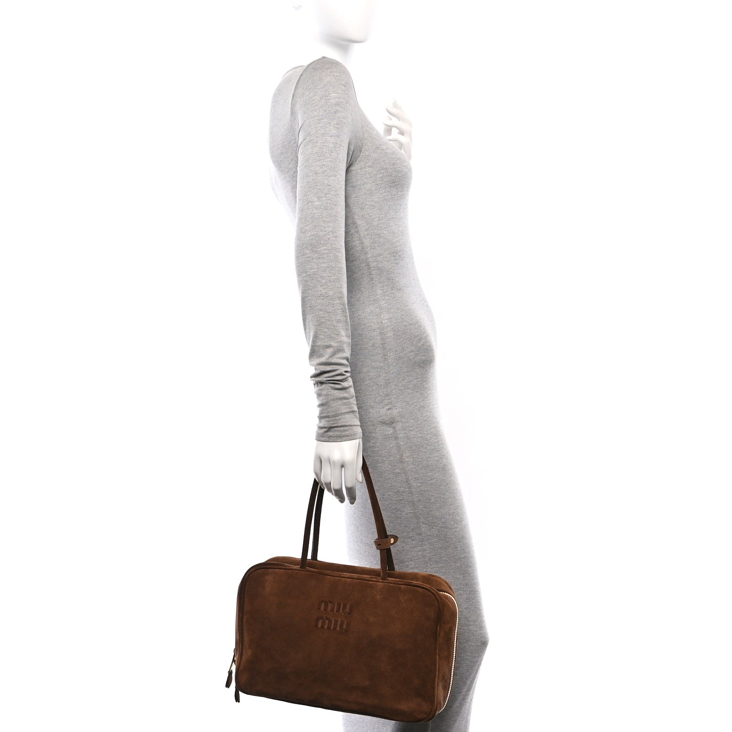 Miu Miu Camoscio Beau Top Handle Bag Cocoa Brown 2 of 11
