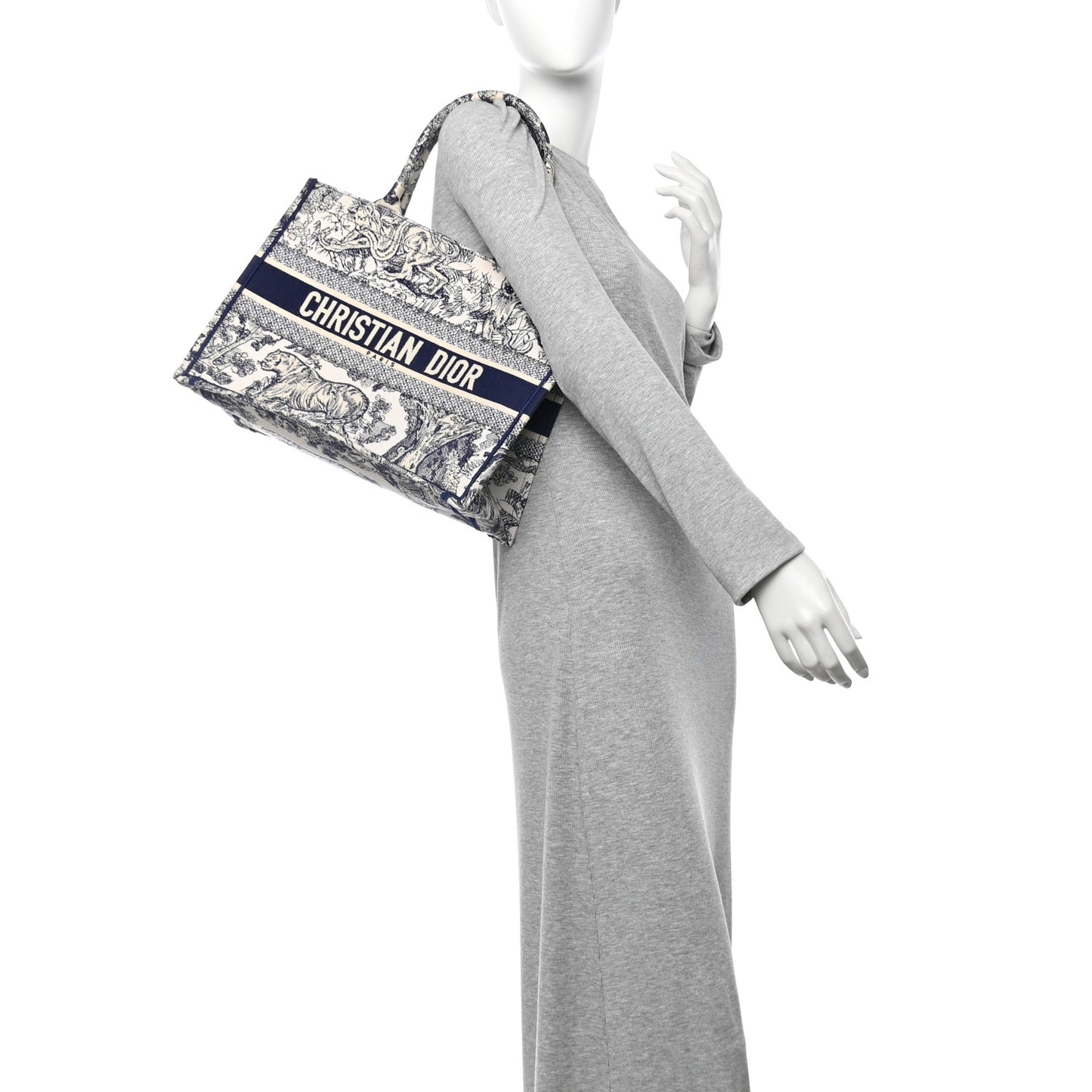 Canvas Embroidered Medium Dioriviera Toile De Jouy Book Tote Blue