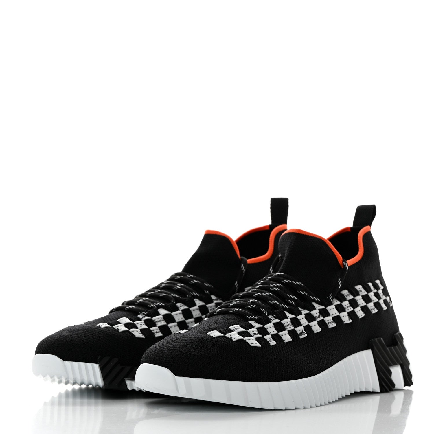 Hermes Knit Womens Flex Bolduc Sneakers 38 Black White 3 of 8