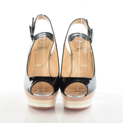 Christian Louboutin Patent 123 Scarpe 140 Platform Slingback Pumps 37.5 Black 2 of 7