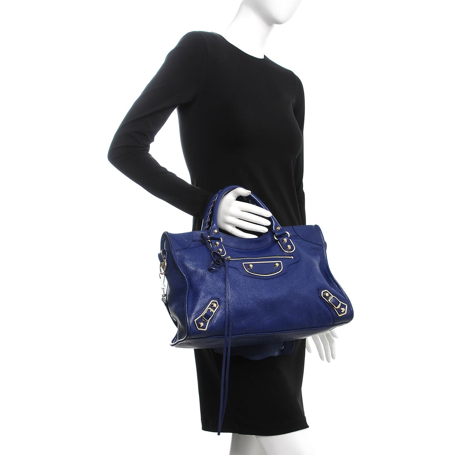 Balenciaga Chevre Gold Metallic Edge Hardware City Bleu Roi 2 of 10