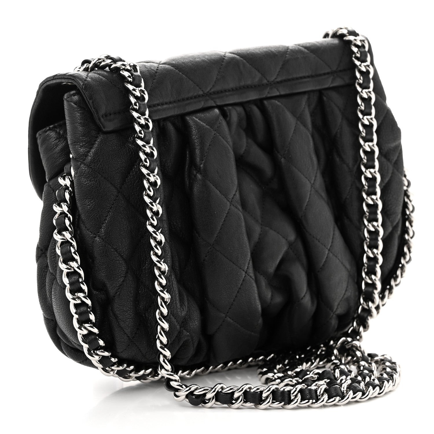 Chanel Washed Lambskin Quilted Medium Chain Around Messenger Black 3 of 11