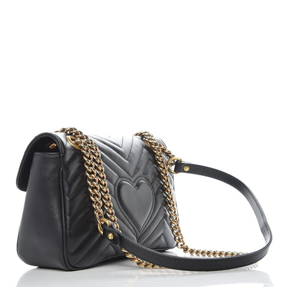 Gucci Calfskin Matelasse Small GG Marmont Shoulder Bag Black 3 of 9