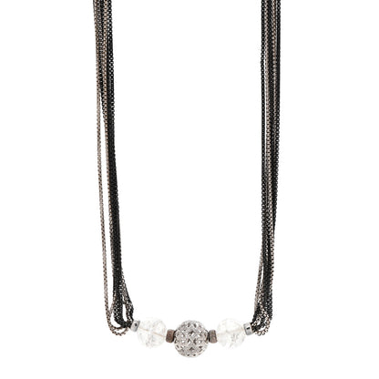 David Yurman Sterling Silver Diamond Rock Crystal Quatrefoil Ball Multi Strand Necklace 1 of 5