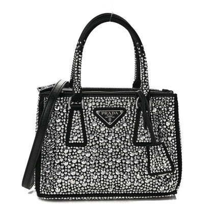 Prada Satin Crystal Mini Galleria Double Zip Tote Metal 1 of 5