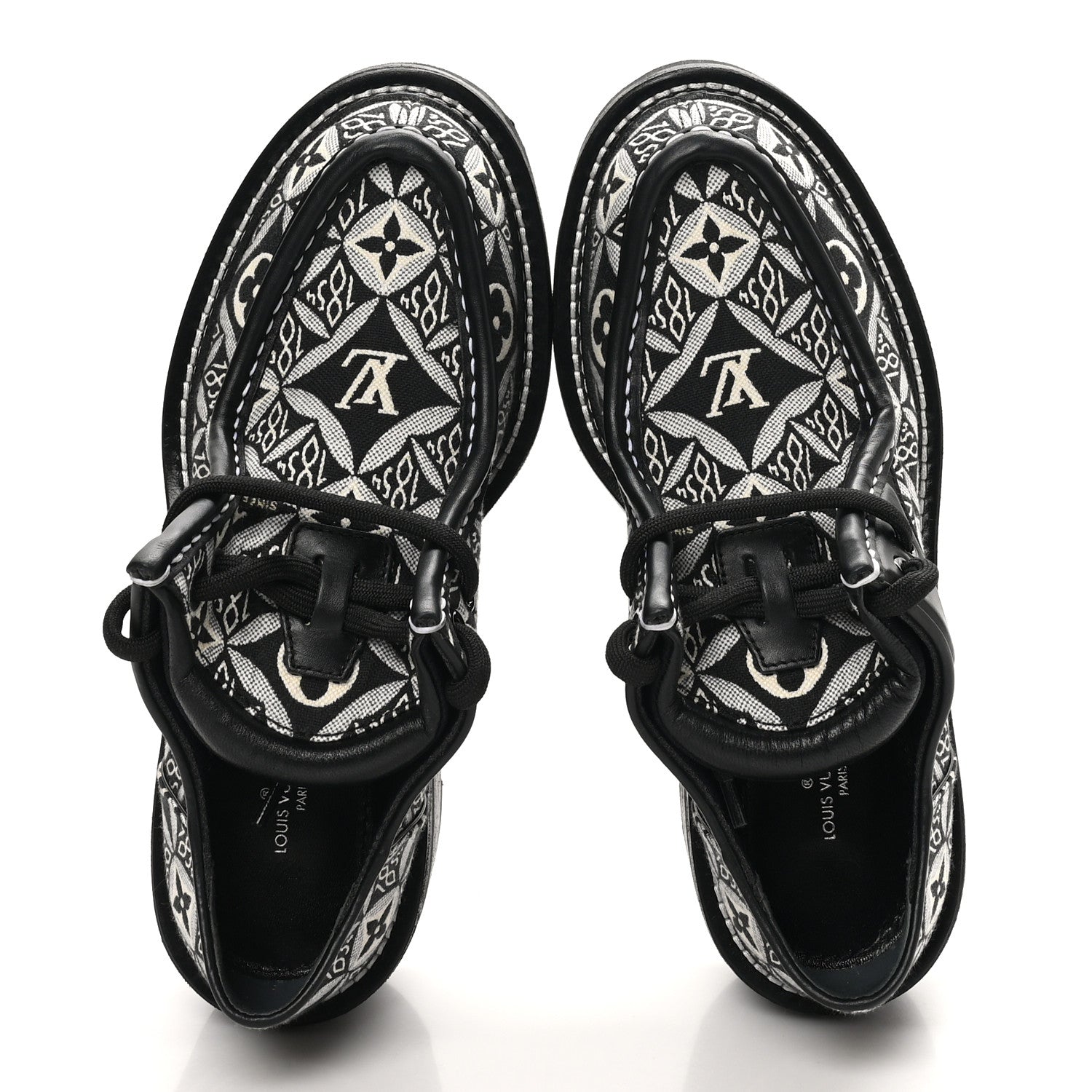 Louis Vuitton Jacquard Calfskin Since 1854 Beaubourg Platform Derby 37 Gray 2 of 9