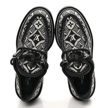 Louis Vuitton Jacquard Calfskin Since 1854 Beaubourg Platform Derby 37 Gray 2 of 9