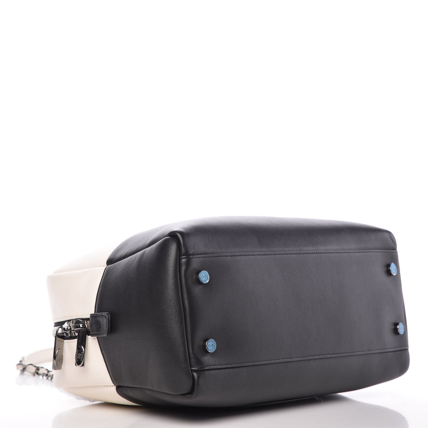Calfskin Timeless Duo Bowling Bag White Black