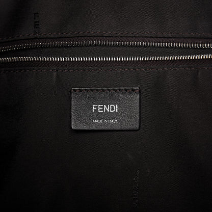 Fendi Glazed Fabric Vitello Century FF 1974 Stamp Patch Shopping Tote Mogano Panna Caramello 5 of 12