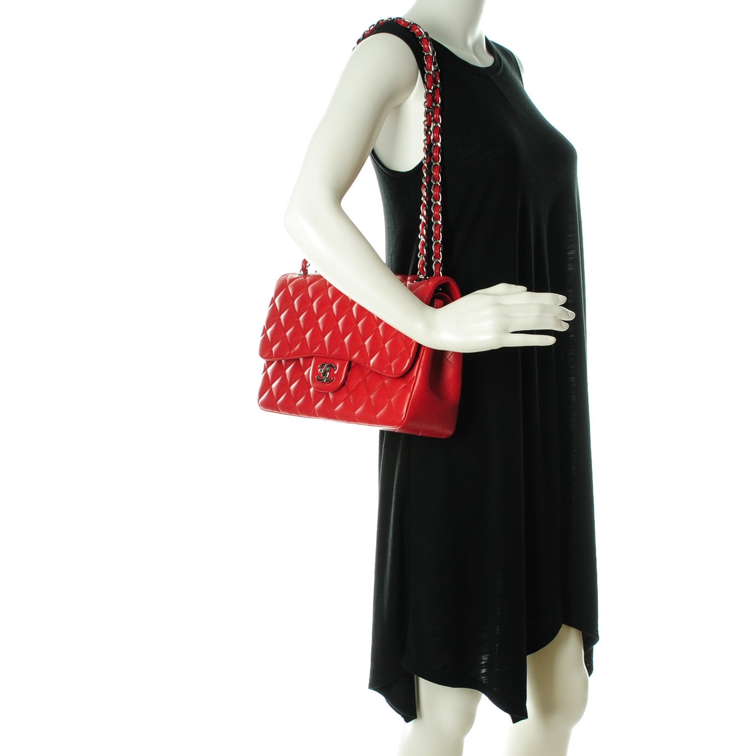 Chanel Lambskin Quilted Jumbo Double Flap Red 2 of 8