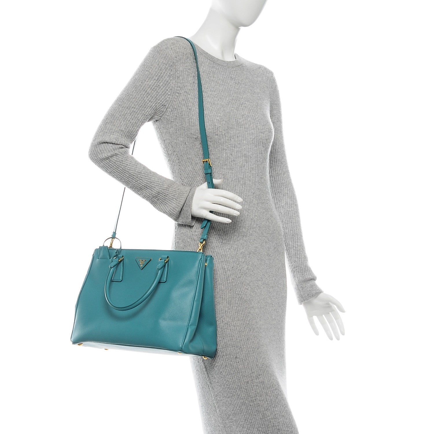 Prada Saffiano Large Galleria Double Zip Tote Turchese 2 of 10