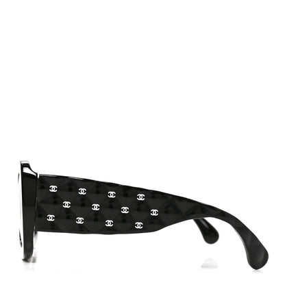 Chanel Acetate Quilted CC Rectangle Sunglasses 5483-A Black 3 of 7