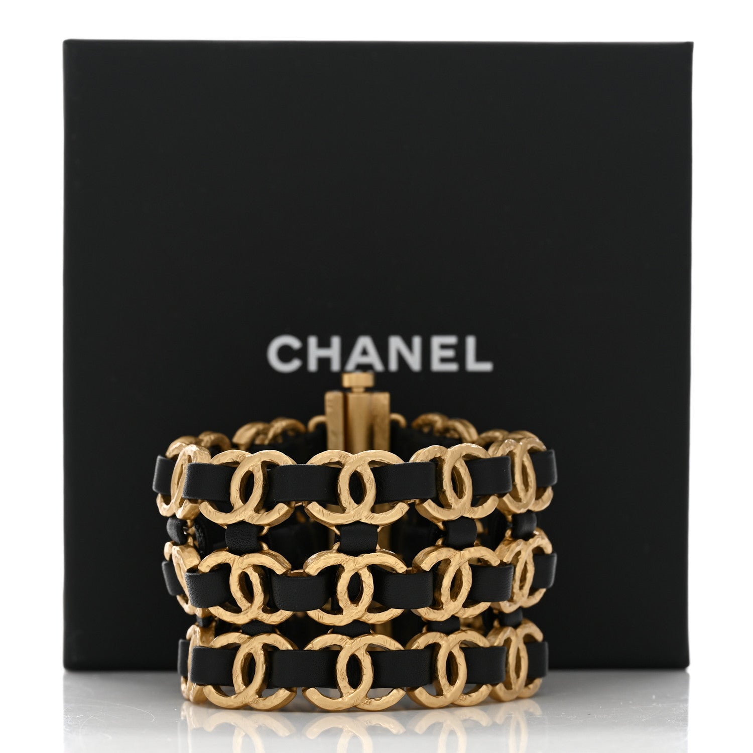 Chanel Lambskin CC Chain Bracelet Black Gold 5 of 5