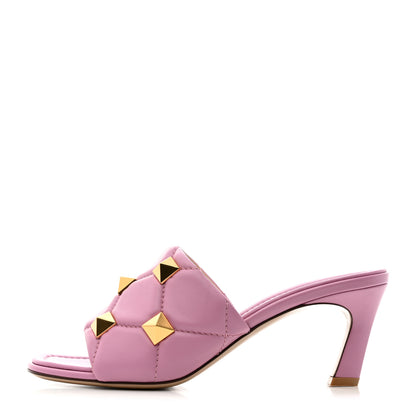 Valentino Garavani Nappa Quilted Roman Stud 65mm Slide Sandals 38 Giacinto 1 of 8