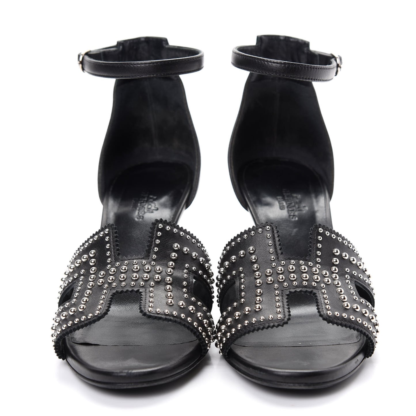Calfskin Clous Legend Wedge Sandals 37 Black