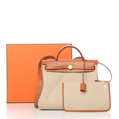 Hermes Vache Hunter Toile Herbag Zip 31 PM Trench Gold 10 of 10