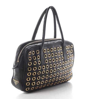 Prada Nappa Metal Grommet Bauletto Black 2 of 7
