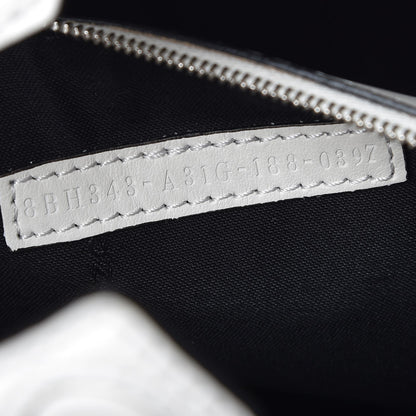 Fendi Vitello Century Velvet F is Fendi FF Embroidered Regular Runaway Satchel White Black 8 of 9