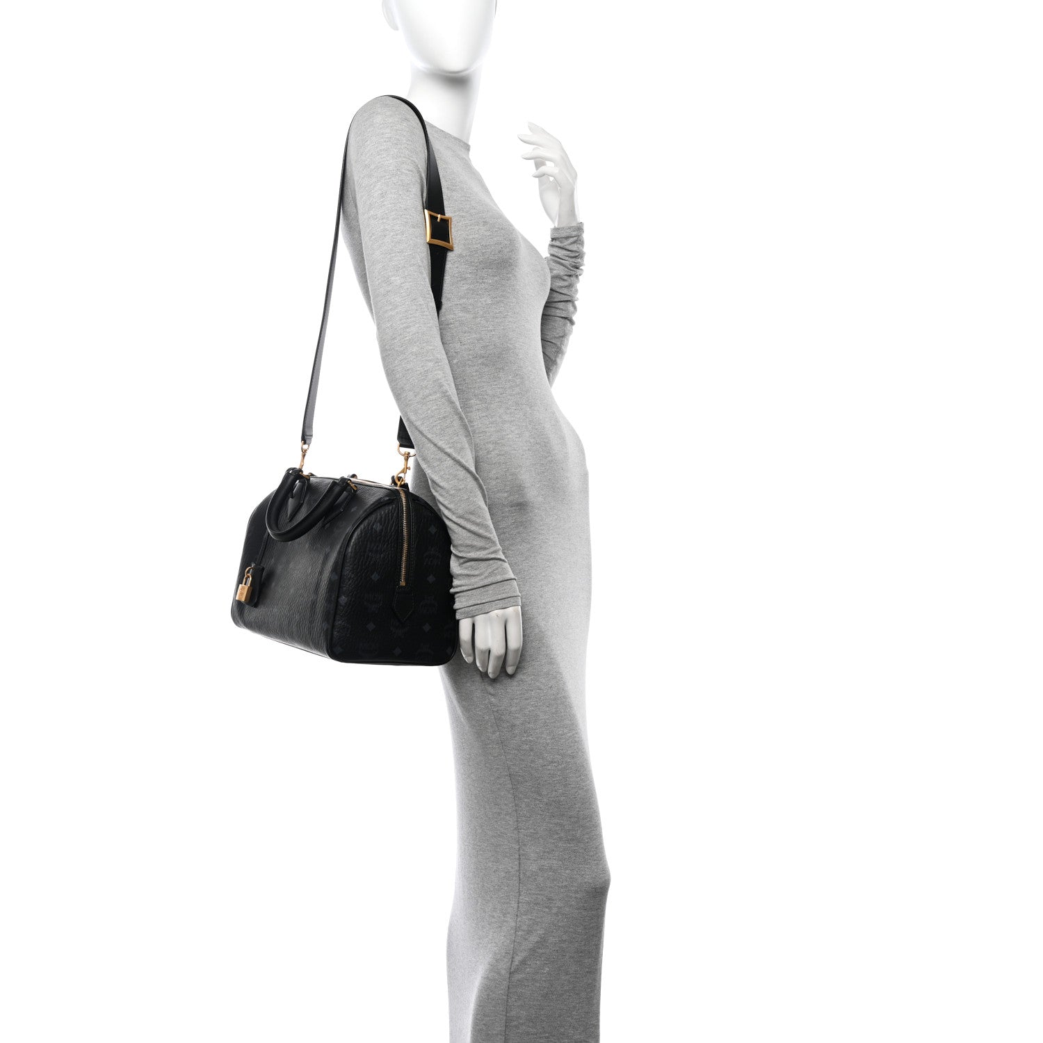 MCM Visetos Medium Ella Boston Bag Black 2 of 10