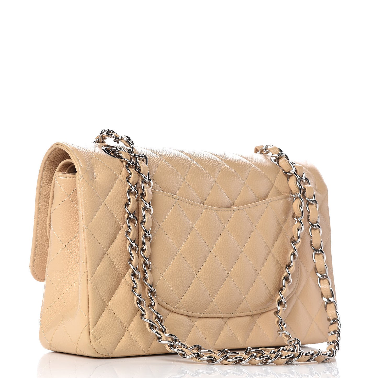 Caviar Quilted Medium Double Flap Beige Clair