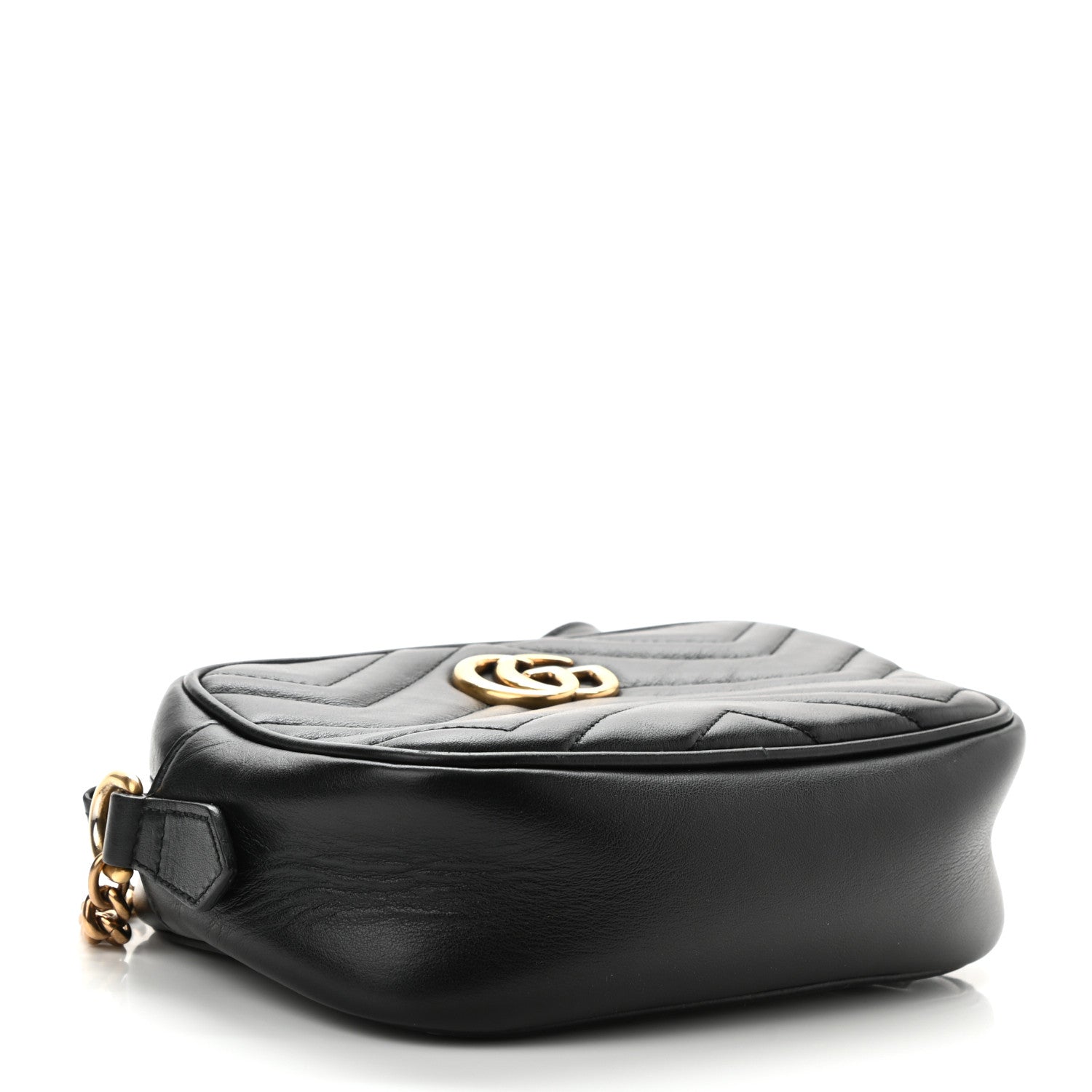 Gucci Calfskin Matelasse Mini GG Marmont Chain Shoulder Bag Black 4 of 9