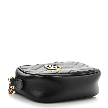 Gucci Calfskin Matelasse Mini GG Marmont Chain Shoulder Bag Black 4 of 9