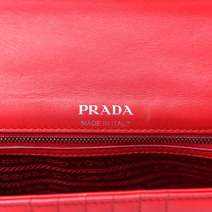 Prada Soft Calfskin Impunture Diagramme Medium Chain Flap Shoulder Bag Fuoco 5 of 12