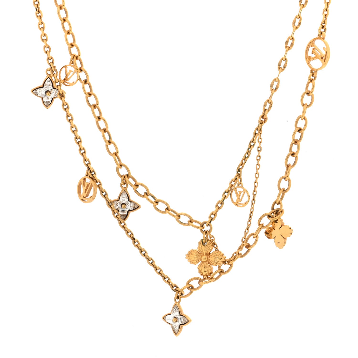 Louis Vuitton Metal Blooming Strass Necklace Gold 1 of 6