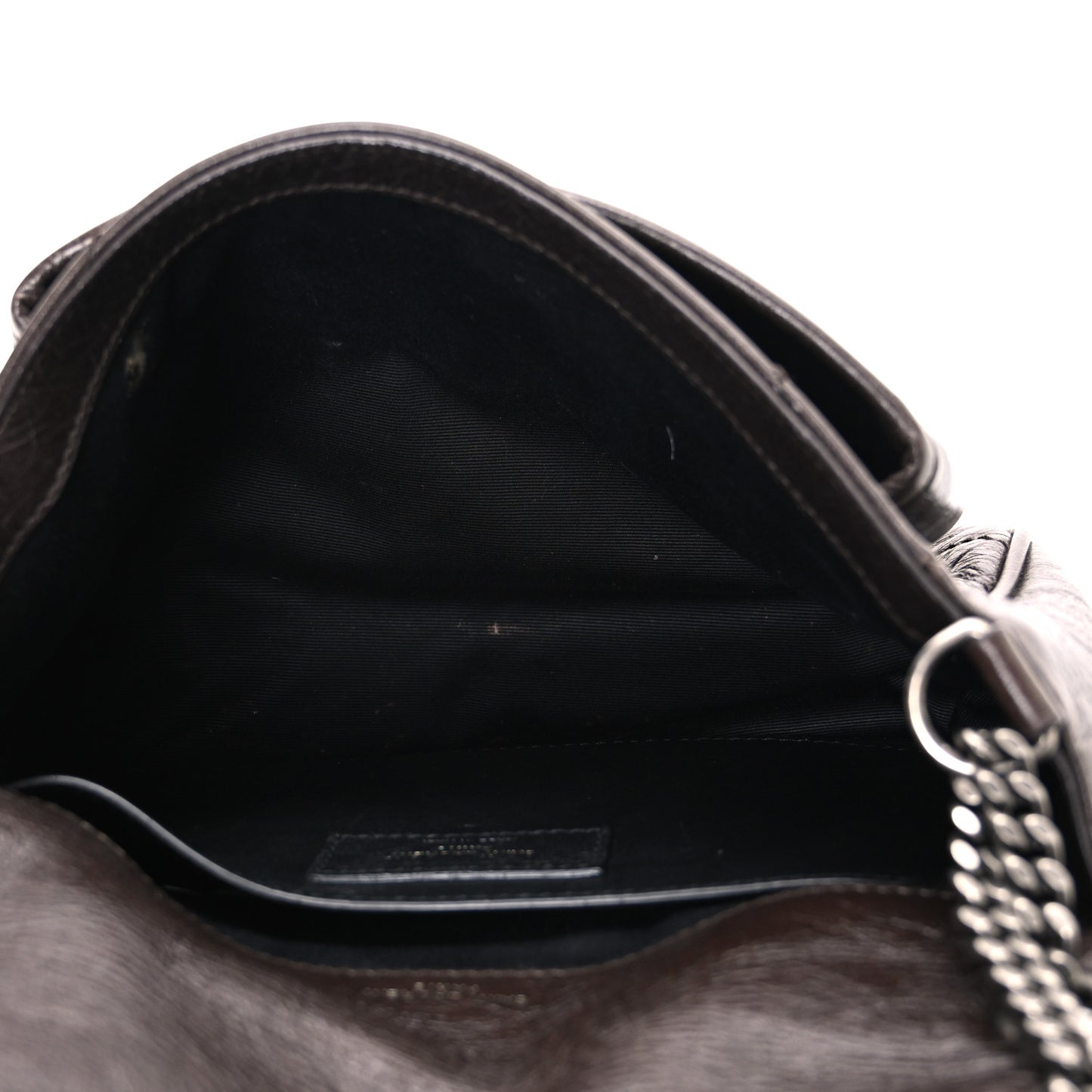 Crinkled Lambskin Matelasse Monogram Baby Niki Chain Satchel Chocolate